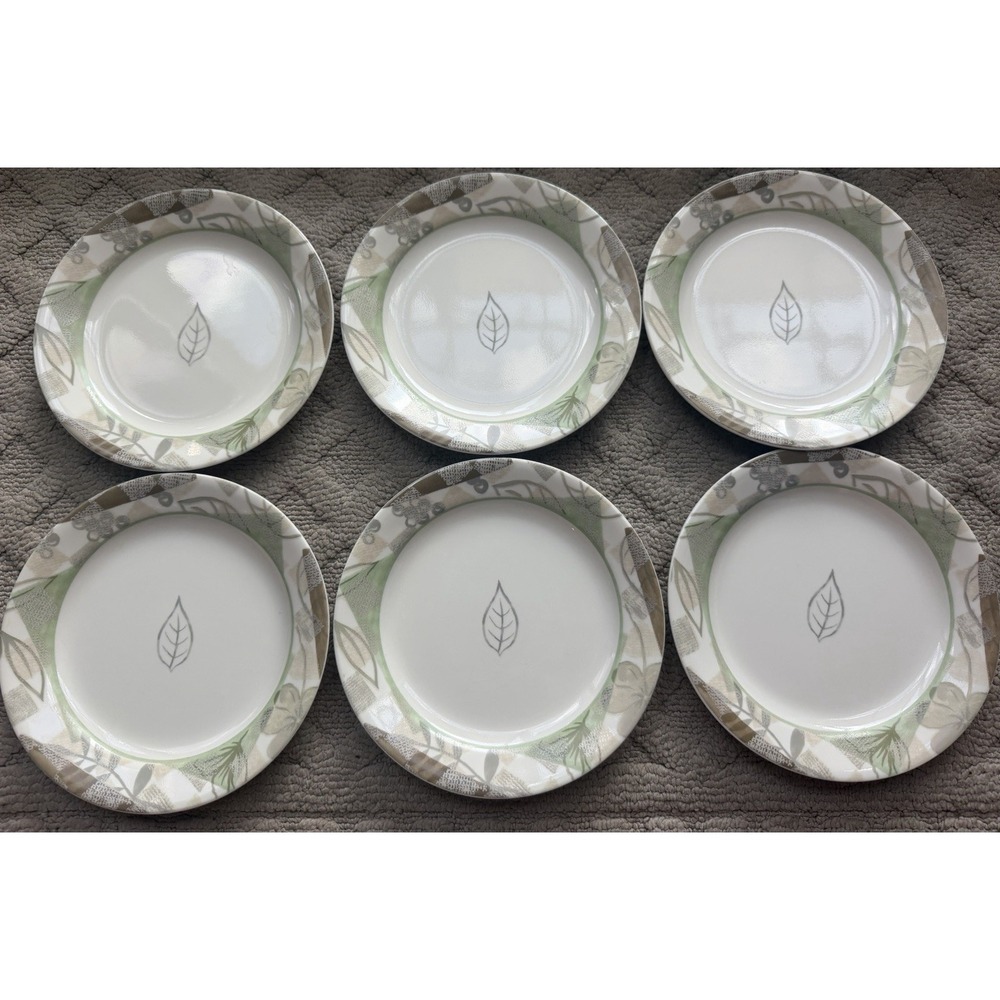 Corelle Textured Leaves Pattern Salad/Dessert/Bread Plates SET of 6